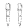 Stud Silver Color Double Layer Chain Tassel Hoop Moucles d'oreilles pour les femmes Ins Populaire Fonction des femmes de style froide 2022 NOUVEAU