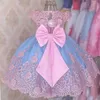 Mädchenkleider Mädchen Geburtstag Prinzessin Kleid Baby Stickerei Spitze Vintage Luxuskleid für Mädchen 1-5 Jahre Hochzeitskleid Kinder formelle Gala-Kleid