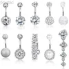 Navelringar 10 Style Belly Button Rings for Women Men Rostfritt stål Navelringar CZ Body Piercing Jewery 14G D240509