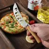 2 Cutter Wheel Pack Keuken Roestvrijstalen pizza Slicer messet met houten handvat