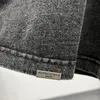 Siyah ağır kumaş yıkanmış tişörtlü erkek kadın unisex büyük boy tişörtler üst tees baskılar
