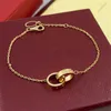 Braceuse Bracelet Heart Bracelets Fashion Jewelry femme Rose Gold plaquée 18k Chaîne Men Double Anneaux Corss Bijoux de luxe PA