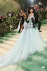 Robe de fête de Grandouation Celebrity Robe de soirée Robe de bal 2024 Met Gala Sydney Sweeney Miimiu One épaule haute fleur bleue Kylie Jenner Longue robe