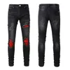 Man Jeans Designer Jean Purple Dżinsy marka chuda szczupła luksusowa dziura zgrana motocyklowy spodnie na chude pant stack stosy męskie trendy damskie spodnie 28-40