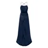 Elegante abito maxi da sera split elegante sexy allacciata intagliata lunga abiti blu blu navy abito a vita alta a vita 240509