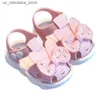 Slipper Solid bow childrens summer shoes cute PVC beach anti slip sandals suitable for babies girls footwear soft fashionable Q240409