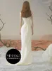 Designer Light Wedding Dress 2024 Ny high end lyxig vit enkel utomhusklänning Satin Bateau Mermaid Dress