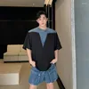Traccetti da uomo Luzhen Denim Spiring Design alla moda Trendy Short Shorted camicie a due pezzi Set a due pezzi Street Korean Street Shorts Shorts LZ3444