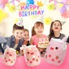 26-38cm LED Light Milk Tea Doll Plush Toy Green Pink Soft Cute Throw Pillows Strawberry Stuffed Animals for Girls Birthday Gift 240507