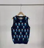 Cartoon Knitted Tanks for Women INS Letter Jacquard Camis Fashion Blue Warm Lady Vest7030084