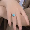 Cluster anneaux xyop 925 STERLING compact compact Sumwear Natural Larimar Ring Jewelry Personality Party