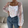 French Tight Montering Corset Floral Gaze Long Sleeved Crop Top Summer Spets Backless Fishbone Bastian Tank Top Womens Tight Montering Clothing 240508