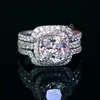 Victoria Wieck Cushion cut 8mm Diamond 10KT White Gold Filled Lovers 3-in-1 Engagement Wedding Ring Set Sz 5-11 285R