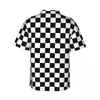 Мужские повседневные рубашки Retro Square Beach Рубашка мужская клетчатая флаг принт гавайского коротких рукавов График y2k Негабаритные блузки подарок