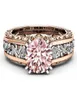 2018 Nieuwe mode 18k Rose Gold Color Ring Trend Color Stone Topaz Champagne Color Ring Whole7888545