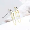 Stud Silver Color Double Layer Chain Tassel Hoop Moucles d'oreilles pour les femmes Ins Populaire Fonction des femmes de style froide 2022 NOUVEAU