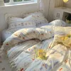 Set di biancheria da letto francese principessa girs rouffles piumino piumino foglio di letti con fedelcase tessili da casa da letto floreale