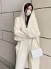 Frauen Strick weiße lange Strickjacke für Frauen 2024 Winterkleidung Stricker flauschiger Ärmel Kaschmir Pullover Mantel Clotkorean Style Warm Vintage