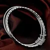 Wedding Bracelets Trendy Simple Three Layers Coil Circles Bangles Bracelets For Women Silver Color Wedding Jewelry Noeud Armband Pulseiras