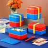 Bolsas de almuerzo Bolsas Bloqueo Building Block Box Lunch Box para niños CONTENEDOR CONTENIDO CREATIVO Bolsas de almuerzo para almuerzo para estudiante Microondas Bento Box Storage