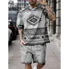 Męskie dresy letnie vintage druk Męskie Zestaw T-shirt O-Neck Krótkie slamoce Top Summer Men Set STT STRT STYTHISE GRAFIC 2PCS MĘŻCZYZN MĘŻCZYZN T240507