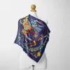 Шарфы твил шелковый шарф -шарф женщина кисточка для конного припечатка квадратная обертка бандана маленькая хиджаба -ладья -галстук галстук для головного повязки Q240508
