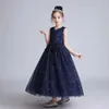 Girl's jurken BX683 Kinderkinderen Lange trouwjurk Fluffy Mesh Princess 3-15 jaar oude kledingmeisjes Performance Dance Ball T240509