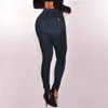 Frauen Jeans Frauen dehnen schlanke Taille Push Up Hüften Knöpfe elastische lässige Baumwollhose aus Baumwollblau