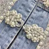 Spring denim jas dames zware industrie diamant bezaaide kraal schijf gespog los jeans jas kleding vintage 240423
