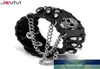 Braccialetti da uomo Jo 1x Braccialetti in metallo Biker Black Wide Bullet Skull Catena Spike Catena Punk Rock Rock Regolabile F5999072