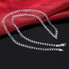 Chains Mens 925 Collier en argent sterling 2/4/6/8/10/12 mm 40-75 cm Collier de chaîne de visage Collier de homard Men Femmes Bijoux de fiançailles D240509