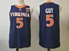 2024 Nyaste stil Virginia Cavaliers Football Jersey 5 Guy 2 Corral Blue and White Custom Size S M L XL 2XL 3XL Women