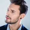 Boucles d'oreilles 1 à 4 paires Black Round Round Set en acier inoxydable Plonds d'oreille pour hommes Femmes 6 mm 8 mm 10 mm