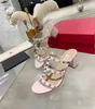 Top quality Rivet Designer Sandals Valentinoshoes Woman V Heel Slippers Luxury Sandale Miller Shoes Leather Slides Valentines Women 544566