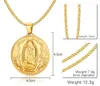 Amuleto in acciaio inossidabile maschile Amulet Virgin Mary Round Necklace Catena a ciondolo per fortuna per fortuna 3mm 24 pollici N777
