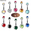 Navel Rings 5/10/15/20pcs/lot Single Crystal Rhinestone Belly Button Rings Navel Piercings Ombligo Multicolor Ball Nombril Surgical Steel d240509