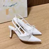 Designer Women Pumps High Heels Pointy Bow Mesh Sexy Sandals Luxury mode Slingback Classic Kitten Heel Hoge Single Shoes Dh