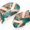 Lässige Schuhe Sommer Retro Round Head Hang Ferse Kreuz Frauen Sandalen bequemer Knöchelgurt Orthopädischer Keil