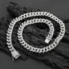 Colliers pendants Hoyon Miami Mens Cuban Chain 925 Silver 18K Collier plaqué or Zircon Stone 12 mm Double Rows Diamond Créé de bijoux hip-hop J240508