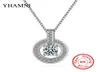 YHAMNI 100 925 Sterling Silver Fashion Round Crystal Pendant Necklace Full CZ Diamond Chain Jewelry for Women Gift DZ2233032452