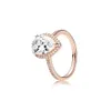 18K Roségold Tear Drop CZ Diamond Ring Original Box für Pandora 925 Sterling Silberringe für Frauen Hochzeitsgeschenk Schmuck 2606