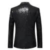 Shiny Gold Sequin Glitter Empelled Blazer Jacket Men Nightclub Prom Suit Coats Mens Costume Homme Stage Clothes for Singers 240507