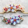 Collana Fiori pietre colorate di zecca Nuove collegamento catena di gioielli raffinati Europa Steringa di dono romantico per le donne