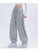 Calças femininas Capris Houzhou Basic Grey Baggy Jogging Sortpants Women Y2K coreano Harajuku Oversize Solid Solid Joggers Track Pants Hippie Troushers Y240509