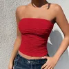 Tanks pour femmes Abingoo 2024 Summer Y2K Streetwear Crops Tops Tee Sans manches Slim Tube Tank Bablé sans dos Sexy Sexy Rucched White Corset Top