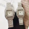 Men Watches Women Watch Full Diamond Shiny Quartz Movement Iced Out Wristwatch Silver White Good Quality Analog Lover Wristwtaches Spla 185S