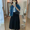 Damesjacks Koreaanse stijl oversized denim jas dames 2024 zomeromslag kraag met korte mouwen met korte mouwen met pocket bovenkleding jassen