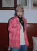 Blouses pour femmes Tops à carreaux roses vintage chemises à capuchon coréen streetwear de mode