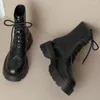 Bottes à lacets en cuir génnuine pour femmes