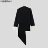 Herrdräkter mode casual stil toppar incerun mens veckad design blazer gata lapptäcke färg kontrast mid längd kostym kappa s-5xl 2024